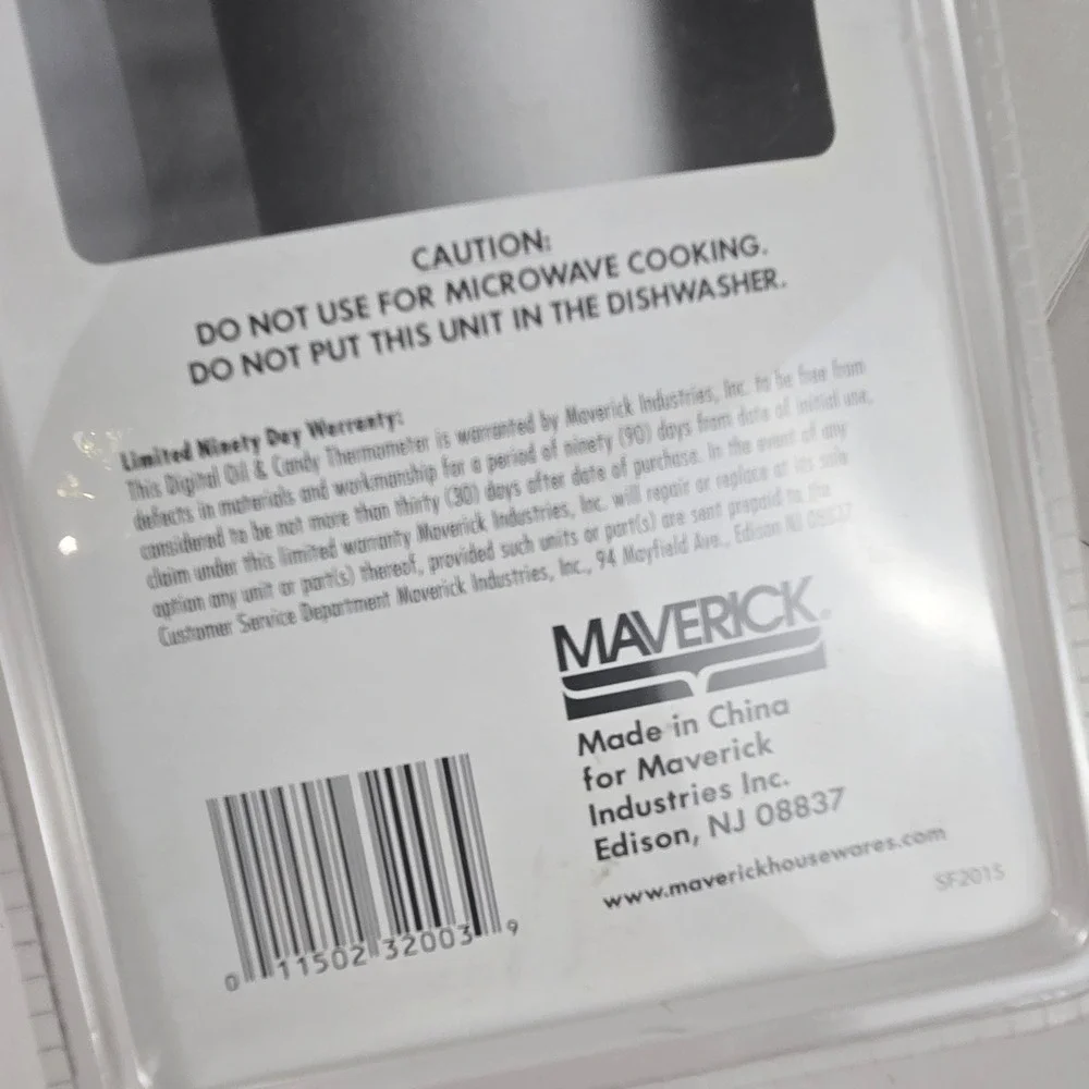 Maverick Redi Chek Digital Oil Candy Thermometer CT-03 White 8 in Probe NEW